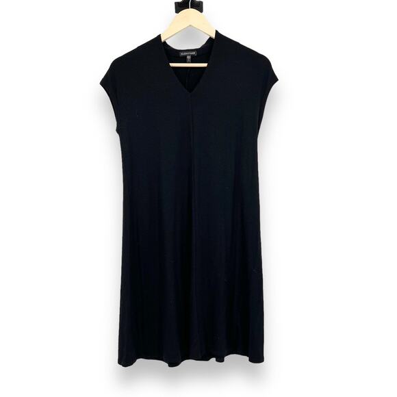 Eileen Fisher Dress Women's S Black Cap Sleeve Short Viscose Lycra Stretchy - Picture 1 of 5